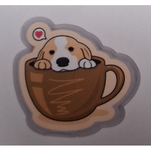 Chaufferette Motif Tasse Avec Chiot Dedans - Chauffe Mains - Mini Bouillotte De Poche
