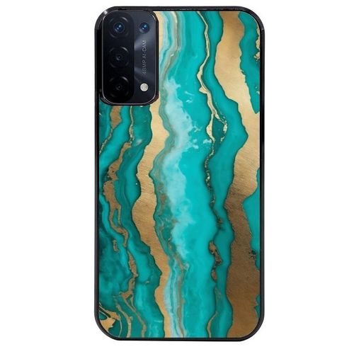 Coque Noire Pour Oppo A54 5g Et A74 5g Marbre Turquoise