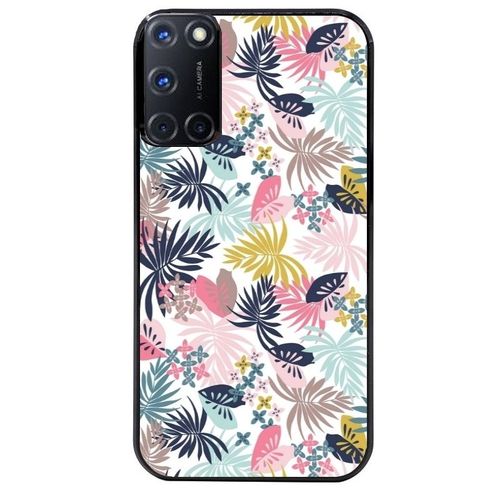 Coque Noire Pour Oppo A72 4g Jungle Et Fleur Rose
