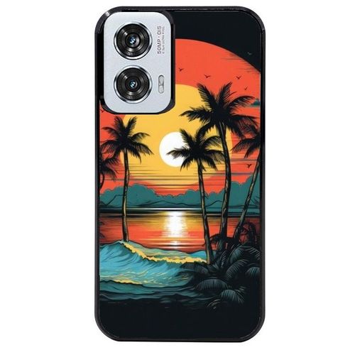 Coque Noire Pour Edge 50 Fusion Hawaii Palmier