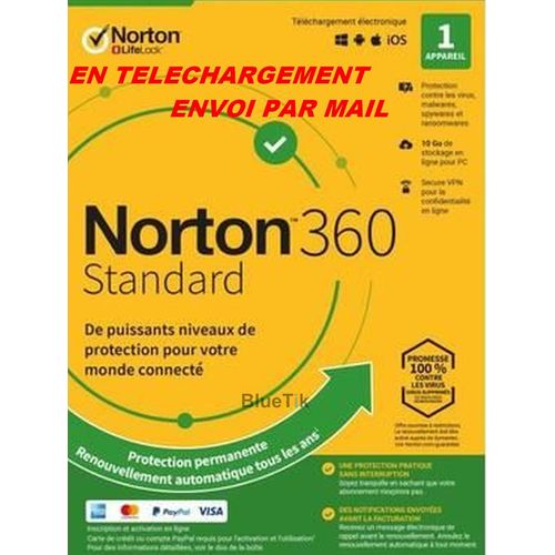 Avec Cb - Norton 360 Standard Esd Abo 1 Appareil - 1app - 1 An - 10gb Cloud - Envoyé Par Mail