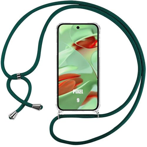 Coque Bandoulière Pour Google Pixel 9, Anti-Rayures Protection Coins Renforcés + Bandoulière Vert Nuit - E.F.Connection