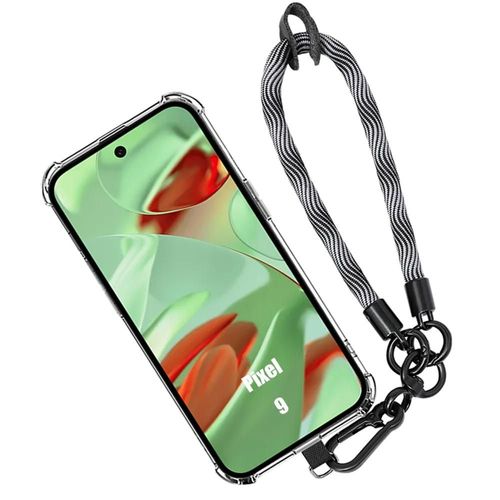 Coque Silicone Transparent Pour Google Pixel 9 Avec Dragonne Amovible Gris, Protection Antinchoc - E.F.Connection