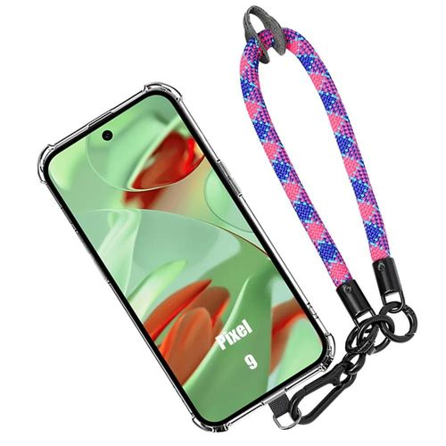 Coque Pour Google Pixel 9, Antichoc En Silicone Transparent Avec Bracelet Tricolore Amovible - E.F.Connection