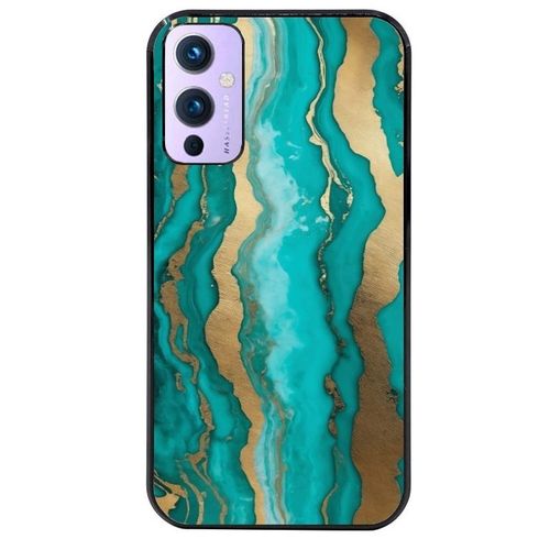 Coque Noire Pour Oneplus 9 Marbre Turquoise