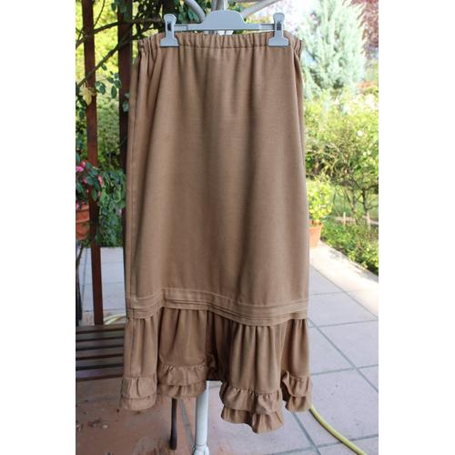 Jupe Longue Caroll En Tissu Simili Daim Camel.Matière Douce Et Fluide.Taille Étiquetèe:38.