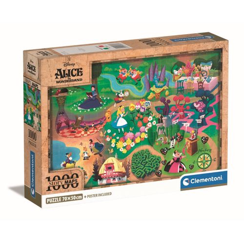 Puzzle Adulte Compact 1000 Pièces - Story Maps - Alice Au Pays Des Merveilles