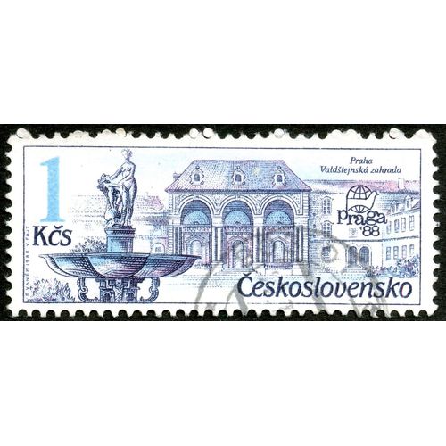 Timbre Oblitéré Ceskoslovensko, Praha, Valdstejnska Zahrada, Praga'88, 1 Kcs