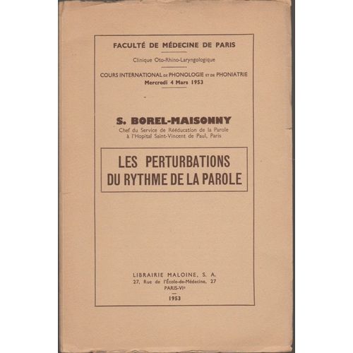 Les Perturbations Du Rythme De La Parole