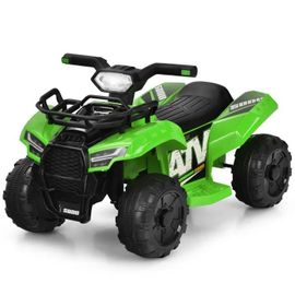 Costway Quad Électrique Enfants Avec 4 Roues Antidérapantes, Musique, Klaxon, Lumière Led, Guidon Lisse, Boîte De Rangement, Vert