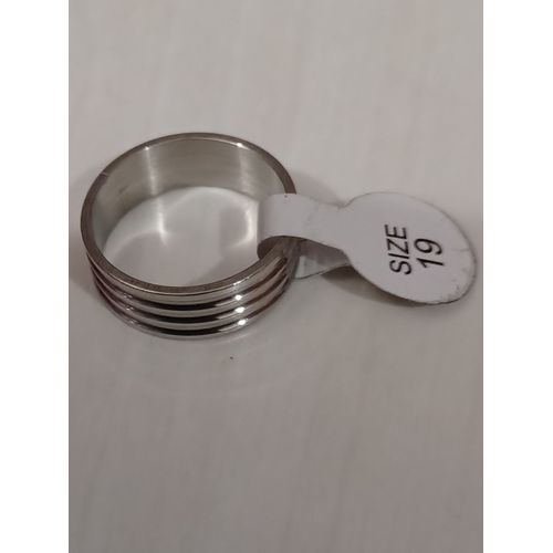Bague En Acier Inoxydable,Metal Argenté,Aspect Ondulé,Taille 19