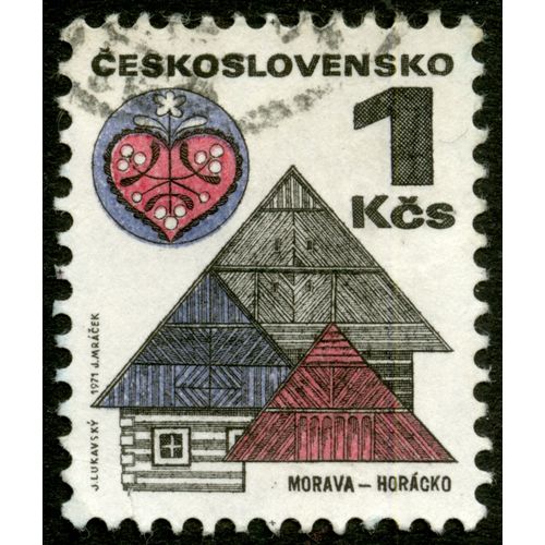 Timbre Oblitéré Ceskoslovensko, Morava-Horacko, 1 Kcs, 1971