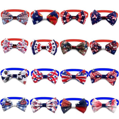 Collier De Chien Avec N?ud,Bandanas,Accessoires Pour Animaux De Compagnie,Fête De L'indépendance Américaine,Fournitures Pour Animaux De Compagnie,4 Juillet,30 Pièces,50 - Type Cloth Bow Tie-50 Pcs