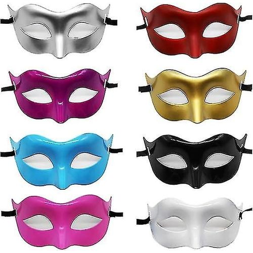 8pcs Masque Masqué Vénitien Grec Romain Masque Masculin Demi-Visage Yeux Masques Pour Halloween Mardi Gras Party A