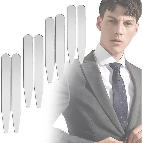 8pcs Raidisseurs De Col En Métal, 4 Tailles De Chemise En Acier Inoxydable Col Raidisseurs Col Métallique Séjours Pour Hommes Chemise
