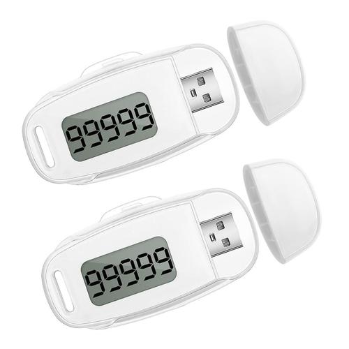 2pcs 3d Podomètre Compteur De Pas Pour La Marche Usb Rechargeable Step Tracker Avec Clip Amovible Et Lanière