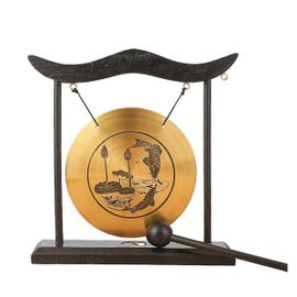 Mini Bureau Gong Table Carillon De Vent Instrument De Percussion Cymbales Gongs Avec Maillet Pour Home Decor Housewarm Gift-C