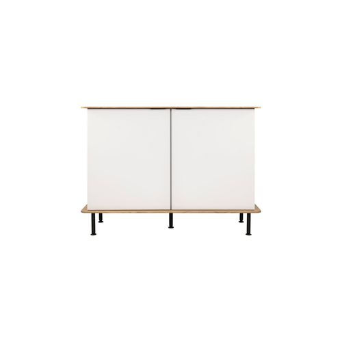 Buffet En Stratifié Chêne Avec Portes Et Tiroirs, Gris