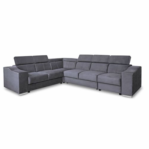 Canapé D'angle 6 Places En Velours Gris