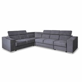 Canapé D'angle 6 Places En Velours Gris