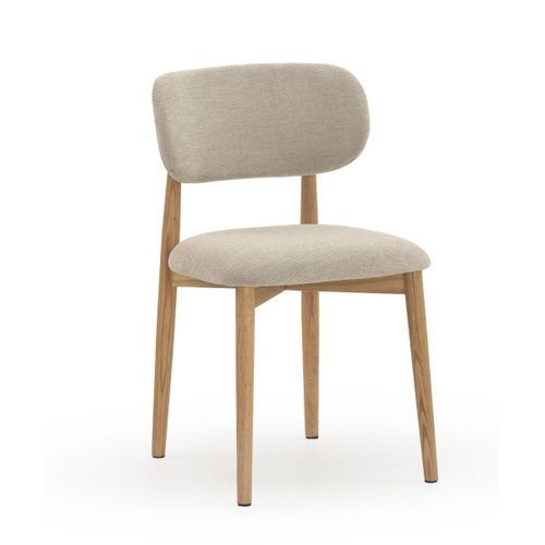 Lot De 4 Chaises En Bois De Chêne Naturel Tapissées En Beige