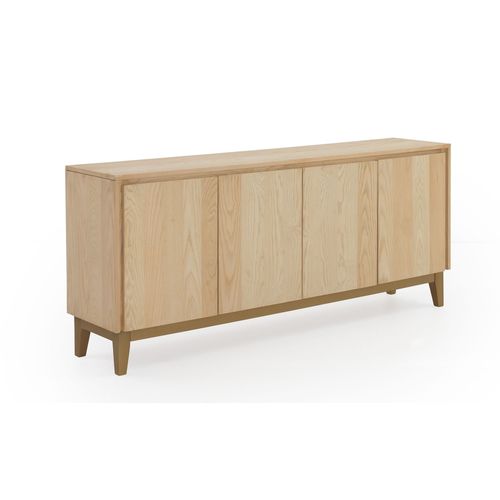 Buffet 4 Portes Plaqué Frêne Avec Pieds En Bois De Manguier