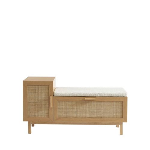 Banc D'entrée Avec Rangement À Chaussures En Bois Et Cannage L120cm -