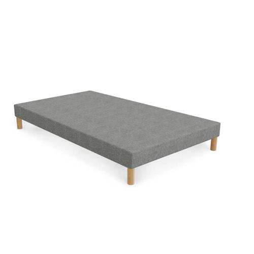 Sommier Tapissier Tissu Gris Piètement En Bois 70x190 Cm