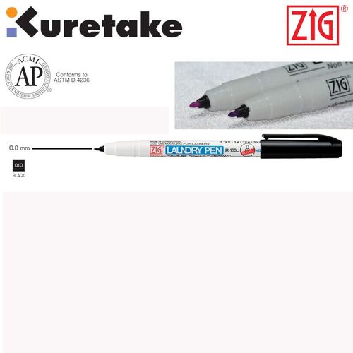 Zig Kuretake-Marqueurs De Vêtements,Stylo De Lancement,Degré D'eau En Continu,Stylos Marqueurs Textile Pour Lavage De Tissu,Noir,Japon,0.8mm - Type Black