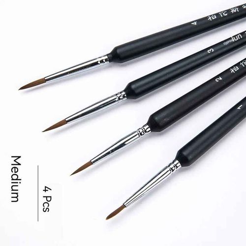 Pinceaux de peinture d'art de stylo de ligne de crochet l'inventaire de bouleau de triangle,cheveux en nylon,interconnexion de gouache,pinceau peint à la main d'artistes à l'huil - Type Medium 4pcs