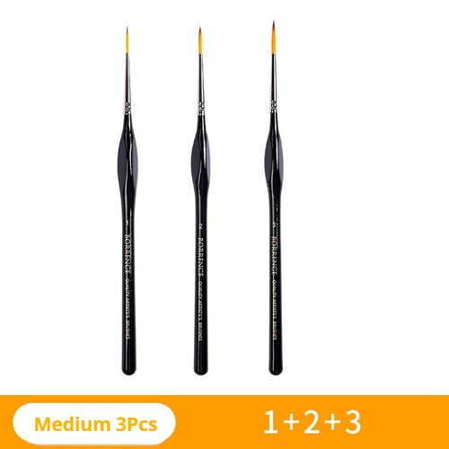 Pinceau de peinture à l'huile pour artistes,ligne de crochet l'inventaire,cheveux en nylon,tête de stylo multiforme,interconnexion gouache,pinceau peint à la main - Type Black Medium 3pcs B