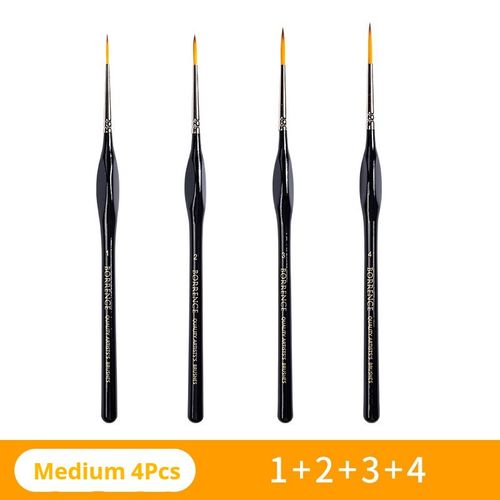 Pinceau de peinture à l'huile pour artistes,ligne de crochet l'inventaire,cheveux en nylon,tête de stylo multiforme,interconnexion gouache,pinceau peint à la main - Type Black Medium 4pcs B