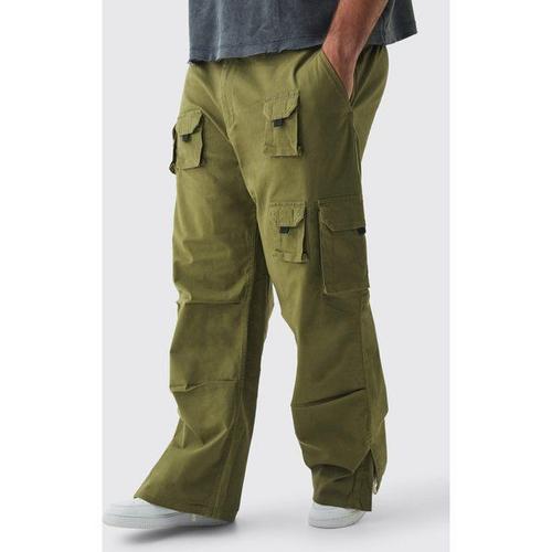 Grande Taille - Pantalon Cargo Large À Fente Homme - Kaki - Xxxxxl, Kaki