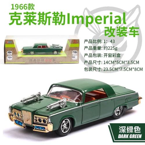Vert Avec boîte - The Green Hornet Dodge Muscle Car Diecasts Modèle métallique, Fusible Imperial, Rainure l'inventaire, Son arrière, Lumière, Jouet de voiture, A140, 1:43, 1966