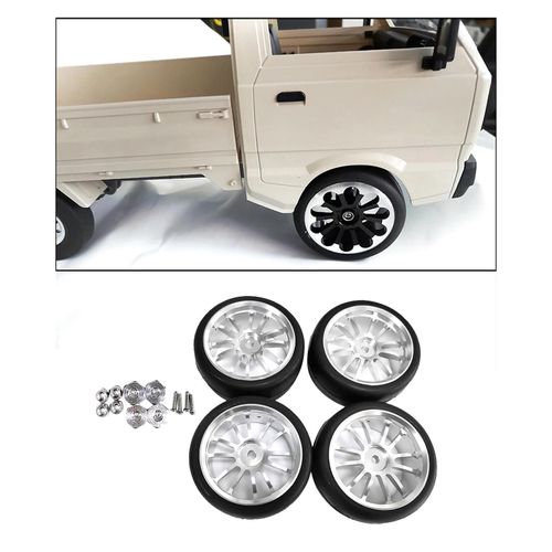 Argent C - Jante et pneus en caoutchouc pour modèle WPL D12, Accessoires Bumosquito, 4 pièces