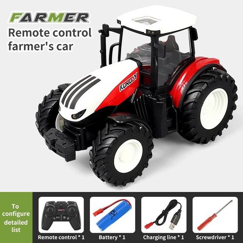Rouge-4 Roues - Tracteur Rc Remorque Avec Phare Led, Ensemble De Jouets Agricoles 2.4ghz 1/24 Télécommande Voiture Camion Agriculture Simulateur Pour Enfants Garçon Cadeau