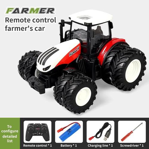 Roues Rouges-8 - Tracteur Rc Remorque Avec Phare Led, 2.4ghz, Jouets Agricoles, Télécommande, Voiture, Camion, Simulateur Agricole Pour Enfants, Cadeau Pour Garçon, 1/24