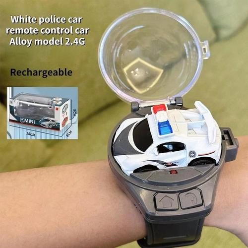 Voiture De Police - Blanche - Mini Montre En Alliage Avec Télécommande, Voiture, Véhicule D'ingénierie, Pelleteuse, Jouet, Cadeau D'anniversaire, Meilleure Vente