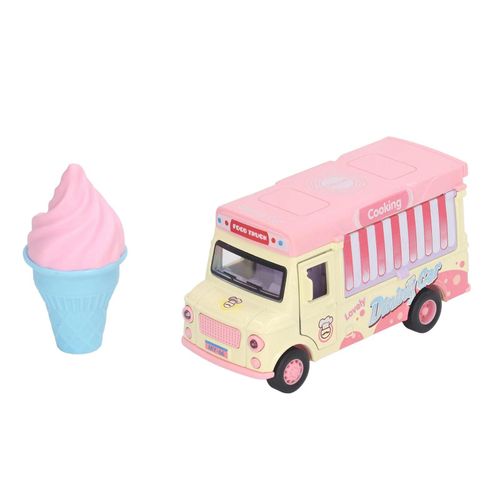 Rose - Jouet de jeu de simulation de voiture pour enfants, 1:36, Induction magnétique, Alliage, Moulé sous pression, Camion de nourriture, Musique légère, Dos côtelé