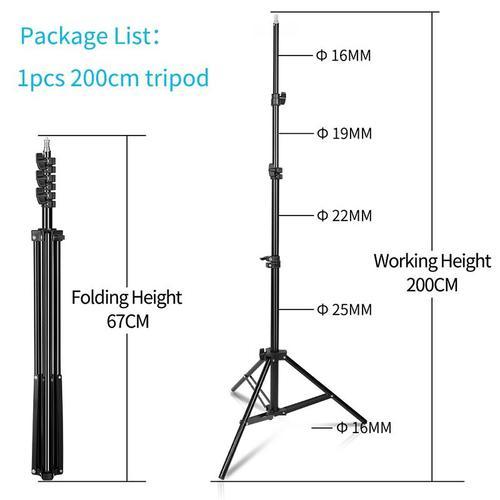 Trépied de photographie 1/4,support de lumière à tête de vis pour téléphone,bâton de Selfie,projecteur,flashs,éclairage photographique,boîte à lumière douce - Type 200cm