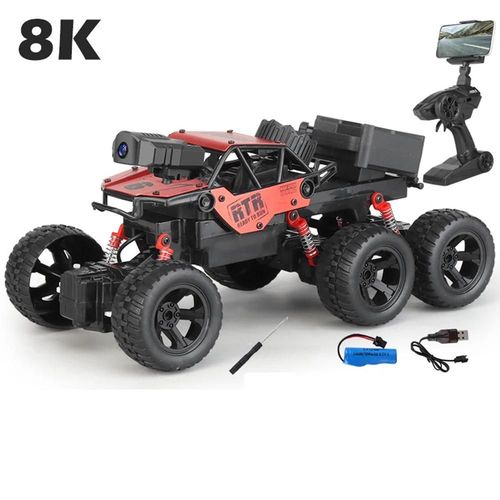 28 cm 8K rouge - Voiture électrique télécommandée à six roues motrices, Escalade de cross-country, Pulvérisation, Voiture de course, RC, Degré de chute, Cadeau jouet pour garçon, Chaud, 1: 18