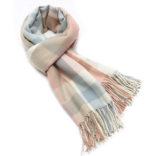 Écharpe Femme Carreaux Foulard Châle Douce D'hiver Femme Chaude Longue Écharpe Motif À Carreuaux Vintage Multicolore