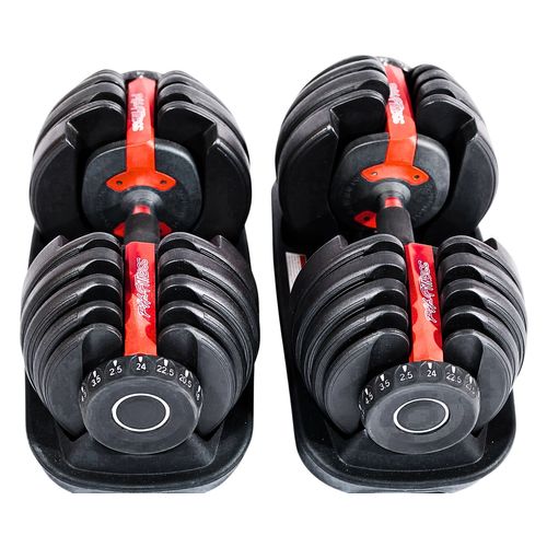 Ph Fitness Haltères Ajustables 24 Kg Noir - Set De 2 - 15 Poids En 1 - Poignées Antidérapantes - Réglage Rapide - Dumbbell Pour Entraînement À Domicile