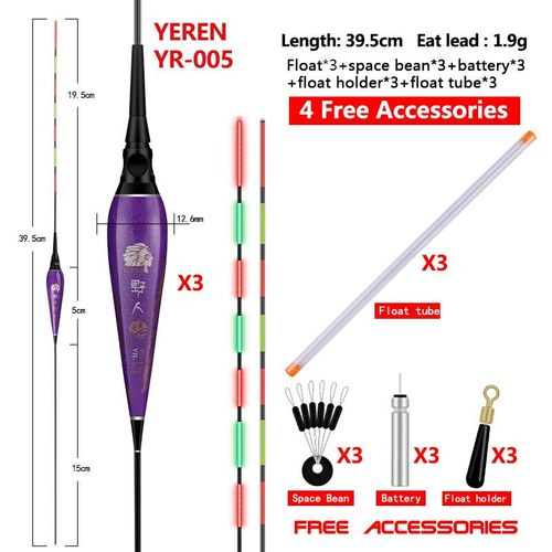 Flotteurs De Pêche À La Carpe En Eau Peu Profonde,Bouée Électrique De Caractère Composite,Accessoires De Matériel De Nuit Shoous Boya River Lake - Type Model N 3piece