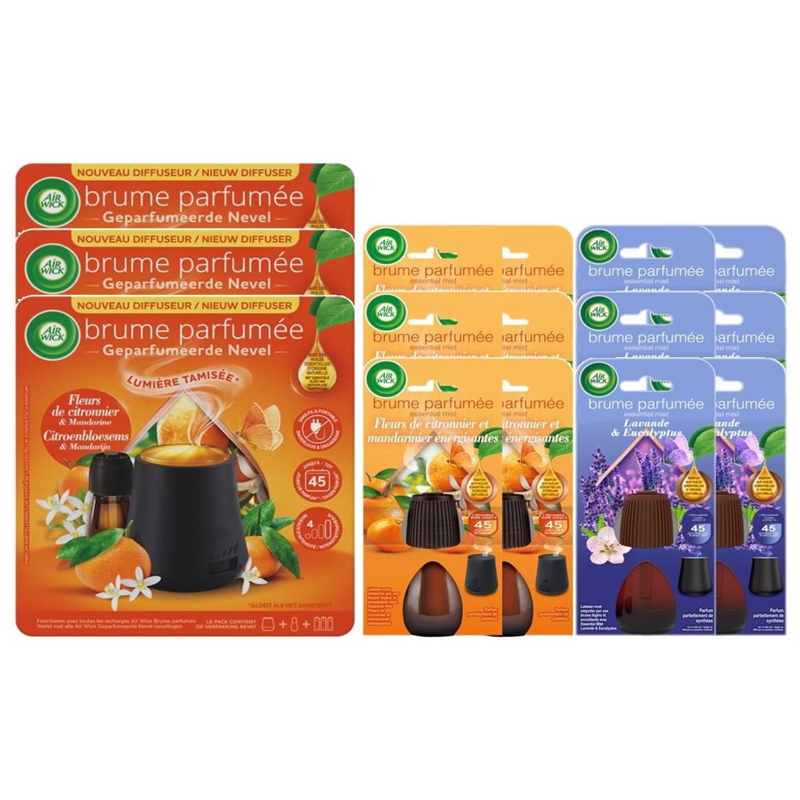 AIR WICK Lot de 3 Diffuseurs lumineux Fleur de Citronnier 20ml + 4 ...