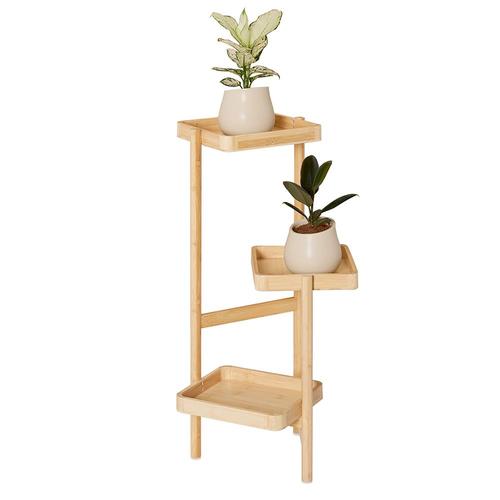 Sobuy Étagère À Fleurs Support De Pots De Fleurs Porte Plante En Bambou À 3 Niveaux Présentoire De Jardin Pour Intérieur Et Extérieur, L31cm X P27cm X H78cm, Str12-N