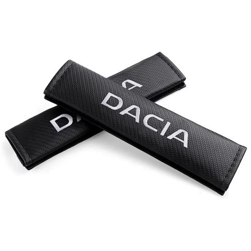 2 Pièces Dacia - Housse De Ceinture De Sécurité Pour Siège De Voiture En Fiber De Carbone, Emblème Dacia, Protection D'épaule Pour Renault Duster Megane Scenic Logan Loguna Zoe Koleo