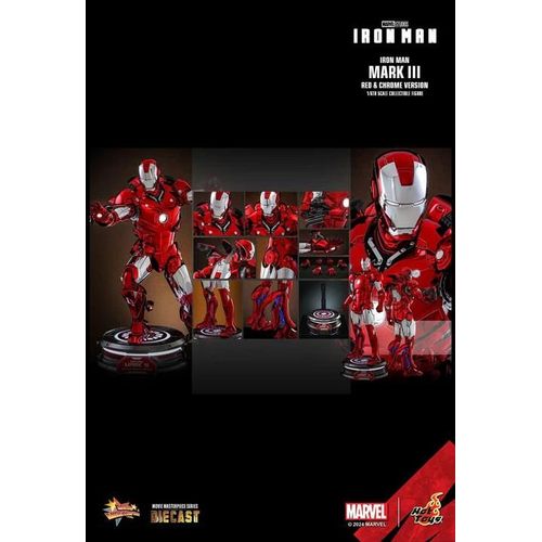 Figurine Hot Toys Mms744d64 - Marvel Comics - Iron Man - Iron Man Mark Iii Red & Chrome Version