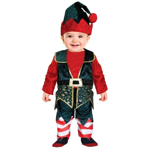 Déguisement Elfe De Noël Velours Bébé - Taille: 18 - 24 Mois (89 - 93cm)