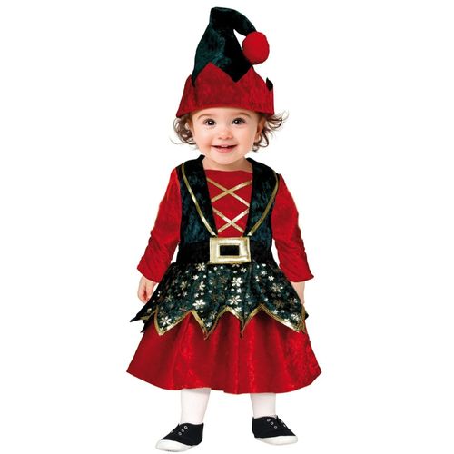 Déguisement Elfe De Noël Velours Bébé Fille - Taille: 12 - 18 Mois (82 - 88cm)